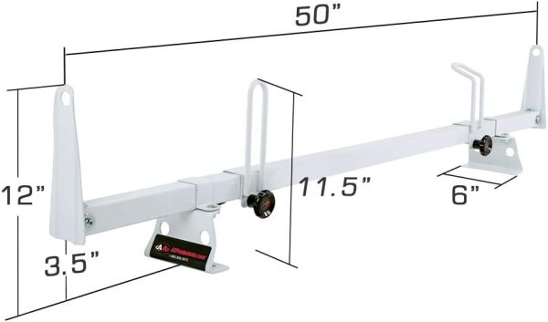 AA-Racks Model X202 Steel Van Roof Rack Cross Bars Fits 2013-On NV200/ 2014-On Transit Connect/ 2013-2017 City Express, 2 Bar 50'' - White - Image 3