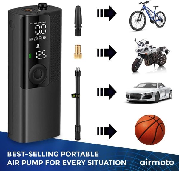 Airmoto Tire Inflator Portable Air Compressor - Air Pump for Car Tires with Tire Pressure Gauge - One Click Smart Pump Tire Inflator for Car, Motorcycle, Bicycle and More - Image 8