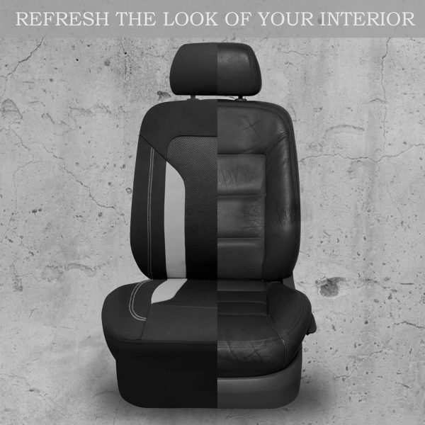 CAR PASS 3D Air Mesh Car Seat Covers Full Set, Breathable Sporty Rear Bench with Zipper for Armrest Box Universal Fit 95% Automotive SUV,Truck,Sedan Interior Cute Women Airbag Compatible, Black Gray - Image 6