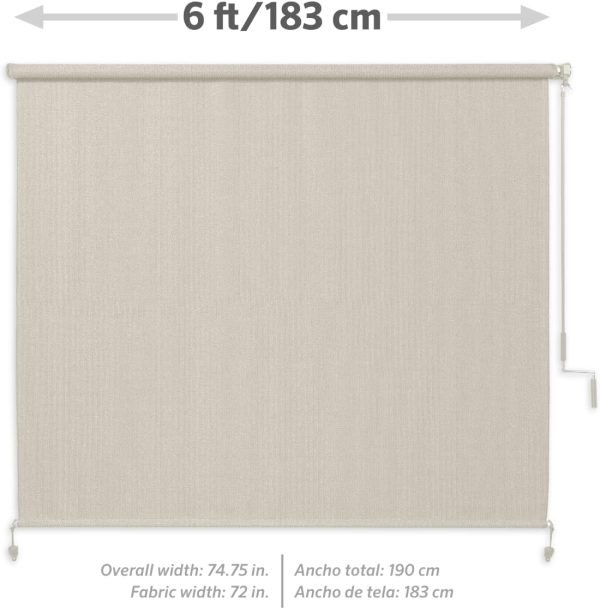 Coolaroo 474829 Outdoor Roller Shade, (6' W X 8' L), Pebble - Image 5