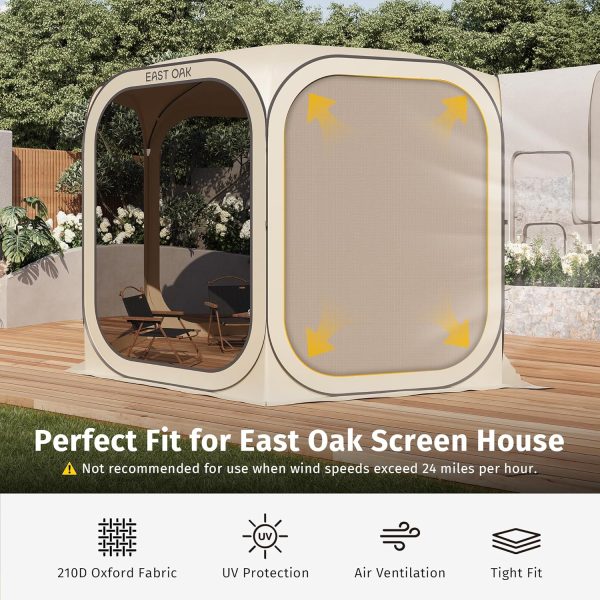 EAST OAK Sun Shade Sail Canopy Cover for EAST OAK Screen House & Pop-Up Tent 10 x 10 FT, Sun Protection, UPF 50+, 210D Oxford Silver-Coated Fabric, 74" x 54", Pack of 3 (Not Include Tent) - Image 6