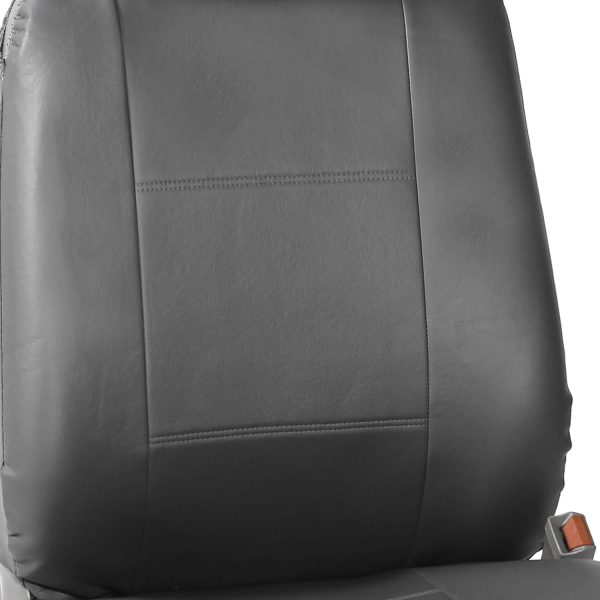 FH Group Classic PU Leather Pair Set Car Seat Covers, Airbag Compatible with Gift - Universal Fit for Cars Trucks & SUVs (Solid Gray) PU002102 - Image 4