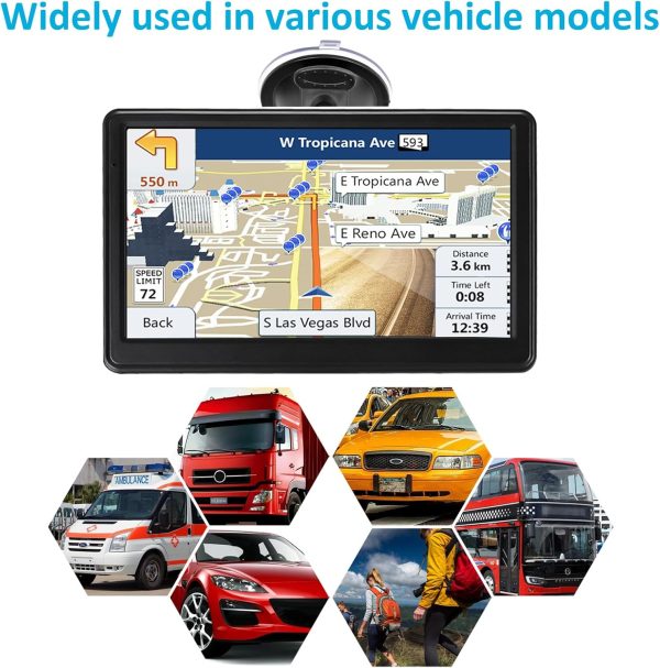 GPS Navigator for Car Truck RV, 7-inch High-Definition Touch Screen，2024 Maps (Free Lifetime Updates), Support Voice Turn Direction Guidance/Speed and Red Light Warning/Custom Truck Routing - Image 5