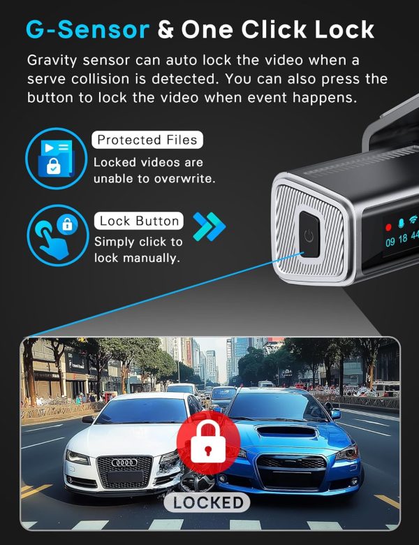 Navycrest 5G WiFi Dash Cam Front and Rear with 64GB Card, Dash Camera for Cars 2.5K/1440p Front and 1080P Rear, Dashcams for Cars Loop Recording, Gravity Sensor, 24Hours Parking Mode, Silver - Image 4