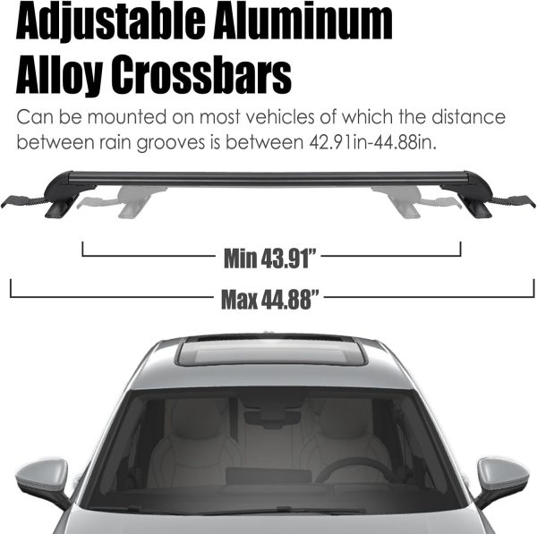 Universal Car Roof Rack 43" Cross Bars, Upgraded Adjustable Aluminum Alloy Crossbars with 165lbs Load Capacity, Heavy Duty Roof Crossbars for SUVs, Sedans, and Vans - Image 5